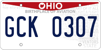 OH license plate GCK0307