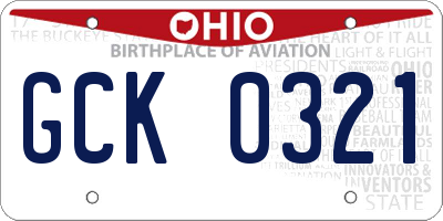 OH license plate GCK0321