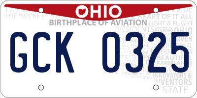 OH license plate GCK0325