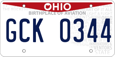OH license plate GCK0344