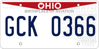 OH license plate GCK0366