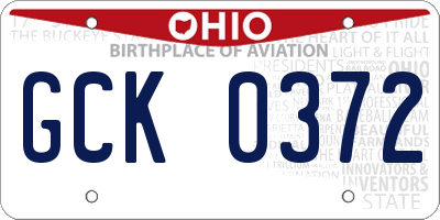 OH license plate GCK0372