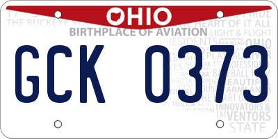 OH license plate GCK0373