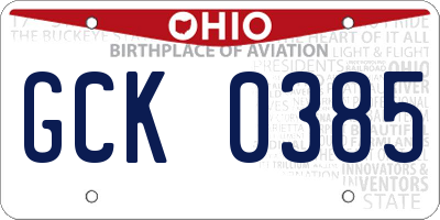 OH license plate GCK0385