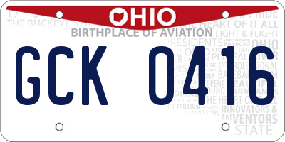 OH license plate GCK0416