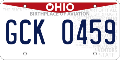 OH license plate GCK0459