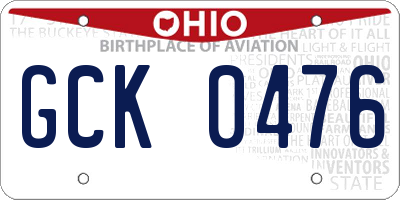 OH license plate GCK0476