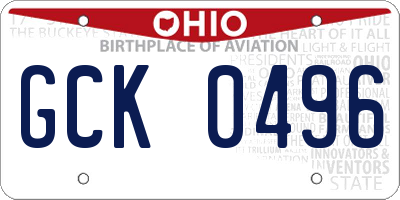 OH license plate GCK0496
