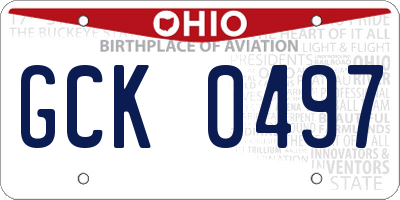 OH license plate GCK0497