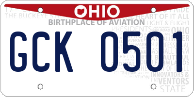 OH license plate GCK0501