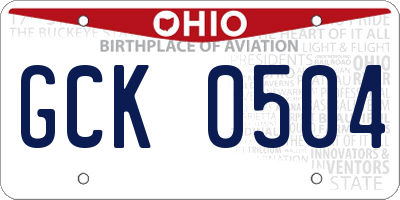 OH license plate GCK0504