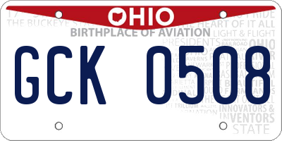 OH license plate GCK0508