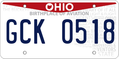 OH license plate GCK0518