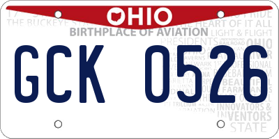 OH license plate GCK0526