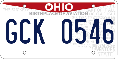 OH license plate GCK0546