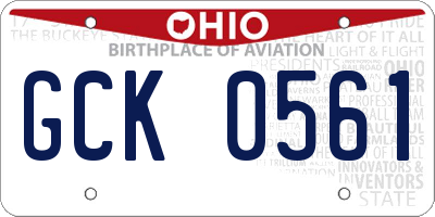 OH license plate GCK0561