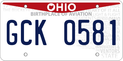 OH license plate GCK0581