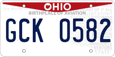 OH license plate GCK0582