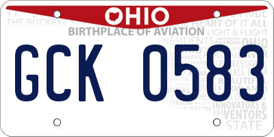 OH license plate GCK0583