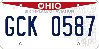 OH license plate GCK0587