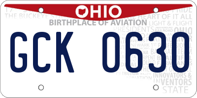 OH license plate GCK0630