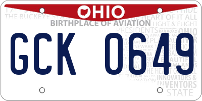 OH license plate GCK0649