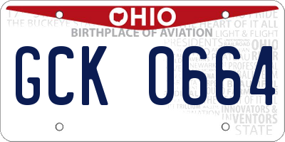 OH license plate GCK0664