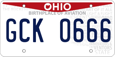 OH license plate GCK0666