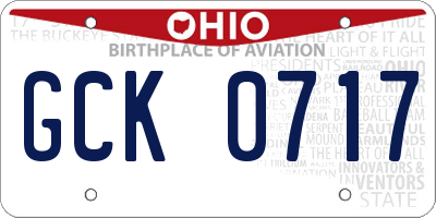 OH license plate GCK0717