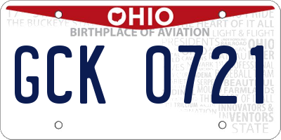 OH license plate GCK0721