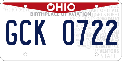 OH license plate GCK0722