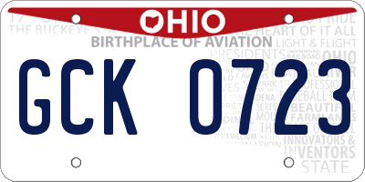 OH license plate GCK0723
