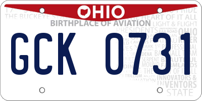 OH license plate GCK0731