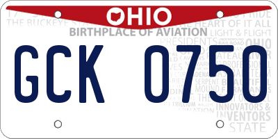 OH license plate GCK0750