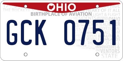 OH license plate GCK0751
