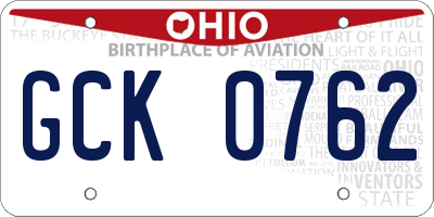 OH license plate GCK0762