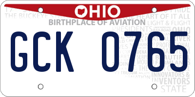 OH license plate GCK0765