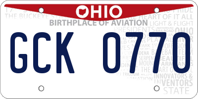 OH license plate GCK0770