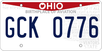 OH license plate GCK0776