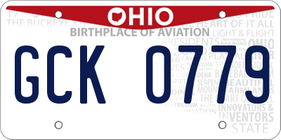 OH license plate GCK0779