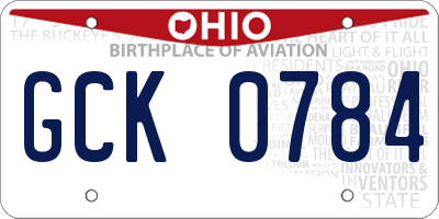 OH license plate GCK0784