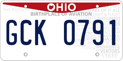 OH license plate GCK0791