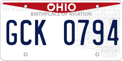 OH license plate GCK0794