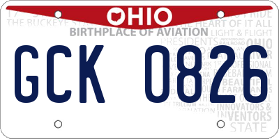 OH license plate GCK0826