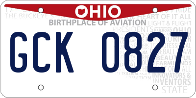 OH license plate GCK0827