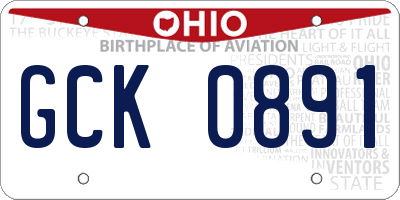OH license plate GCK0891