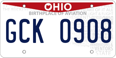 OH license plate GCK0908