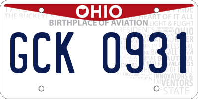 OH license plate GCK0931