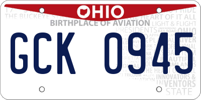 OH license plate GCK0945