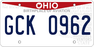 OH license plate GCK0962